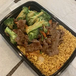 Beef and broccoli platter