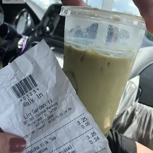 My time stamped receipt, the simple easy to make drink, and the time stamp of getting the drink.