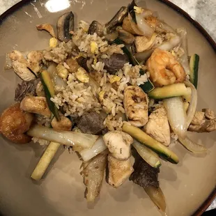 1/2 of my order of Hibachi Filet, Chicken and shrimp