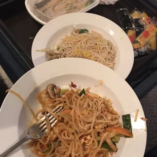 Vegetable pad Thai and vegetable mei fun. Both delicious!