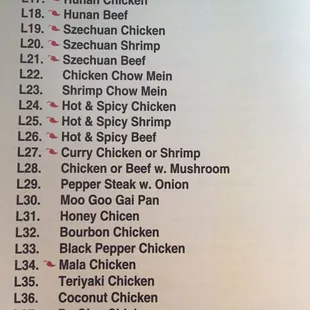 Lunch menu - available 11-3 Monday through Saturday - bottom half