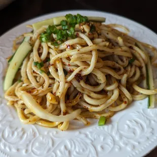 Handmade noodles with spicy sauce