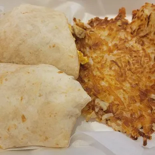 Breakfast burrito with hash browns