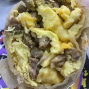 Breakfast steak burrito