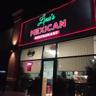 All lit up at night.