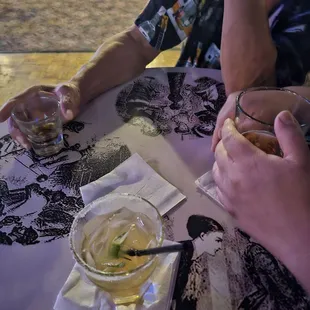 Hennessey modelo and my Cadillac margarita.