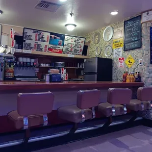 Counter seating in the coffee shop