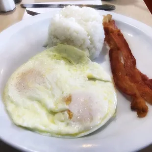 Bacon eggs and rice (personally my favorite meal )
