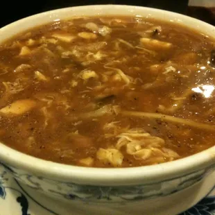 a big bowl of hot n sour soup