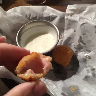 Ham and Swiss curds. Not worth the price for the quantity or quality. Skip these.