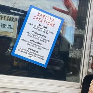 a sign in the window