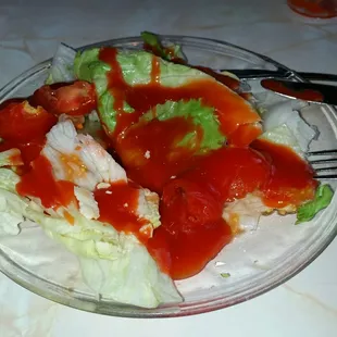 This was the salad that came with the dinner special. Our dinners came out and made up for that.