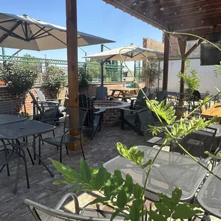 Beautiful garden with fancy misters that don't mess up your hair