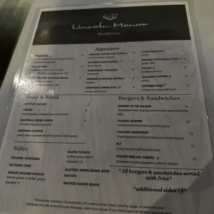 menu