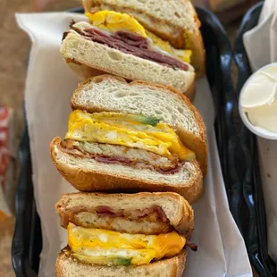 Breakfast Sandwiches: Hot Eggstrami, and Eggy Piggy