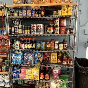 shelves of food