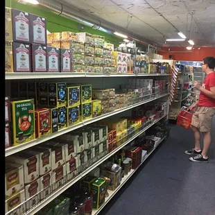 a man shopping in a grocery store