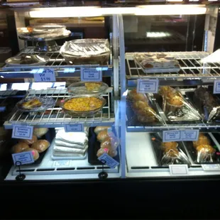 The case with all the sweet treat and breakfast items