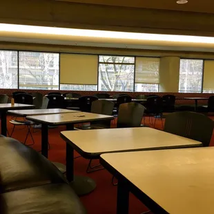 empty tables and chairs