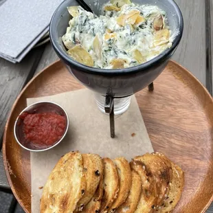 Mixed Spinach &amp; Artichoke Dip (They have real artichoke topped on it)