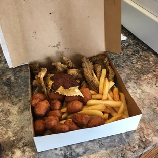 a box full of fried food
