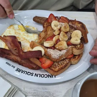 Breakfast platter with strawberries and bananas