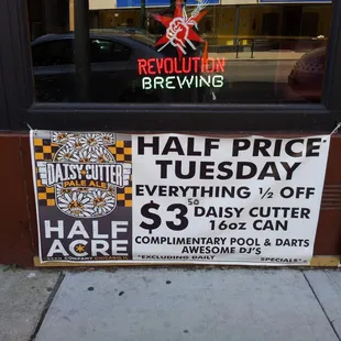 Half price on EVERYTHING EVERY TUESDAY!!! FREE POOL AND DARTS!!