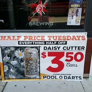 Half price Tuesdays!! Everything half price.