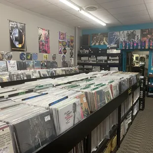 Vintage Vinyl Records and receivers and speakers.