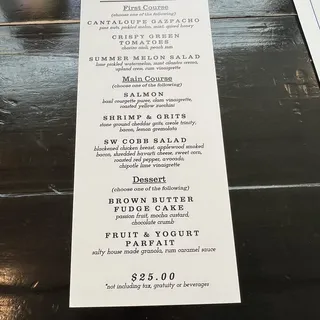 Restaurant Week Menu