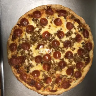 pepperoni and sausage pizza