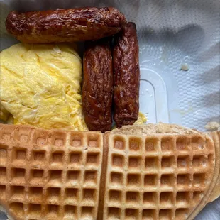 Waffle breakfast w/ turkey sausage