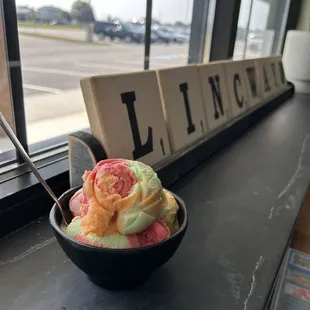 a bowl of ice cream