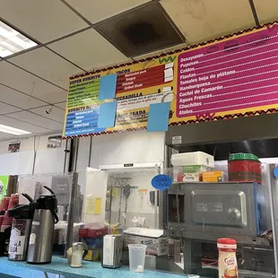 Taqueria counter menu