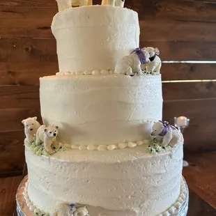 White cake with buttercream frosting.