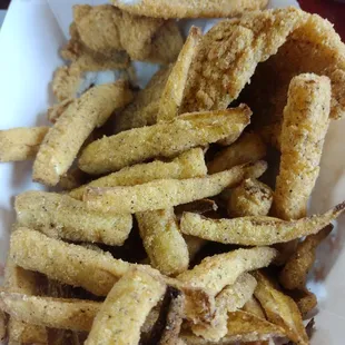 Fried fish and squash fries.