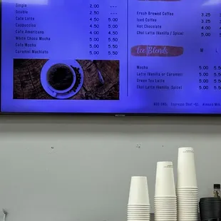 Coffee menu