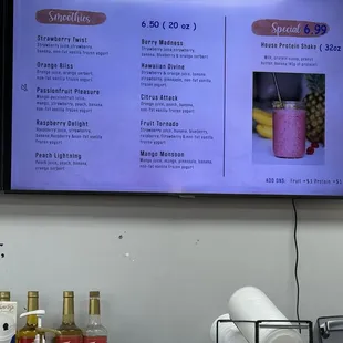 Smoothies menu