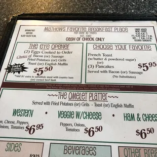 a menu for a restaurant