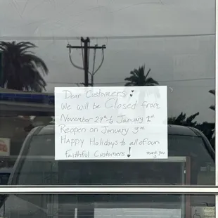 a sign in the window
