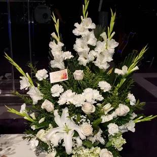 Beautiful sympathy arrangement created by Linda&apos;s Flowers.