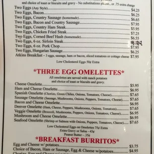 Menu as of August 2016