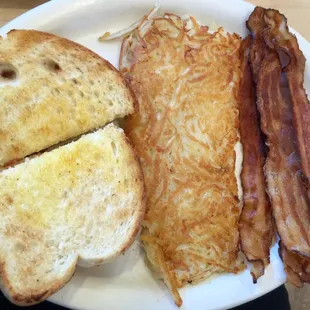 Side Orders: Sourdough Toast, Hash Browns, Bacon