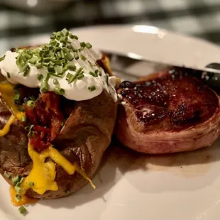 4 oz Filet with fully loaded spud