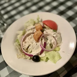 Salad with the best combo... blue cheese AND house dressing