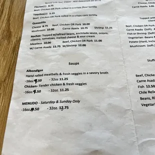 menu