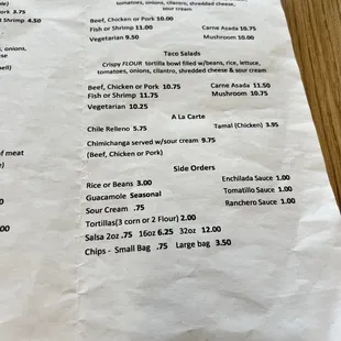 menu
