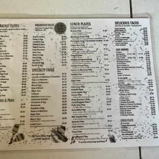 menu