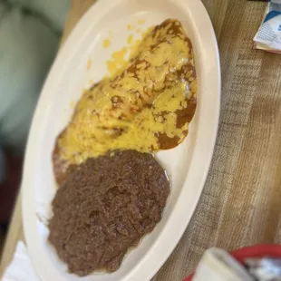 Cheese enchiladas with beans