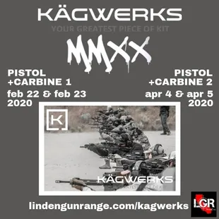 Kägwerks on deck for 2020! For more info: www.lindengunrange.com/kagwerks